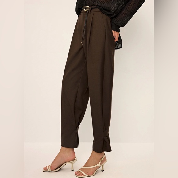 Commense Pants - Elegant Brown Women's Ankle Pants